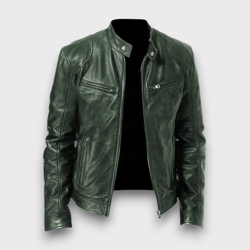 Veste en cuir classique style motard (homme)