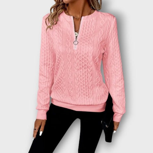 Pull femme en maille avec fermeture éclair