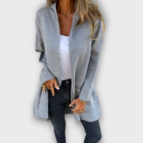 Gilet long pour femme avec fermeture éclair