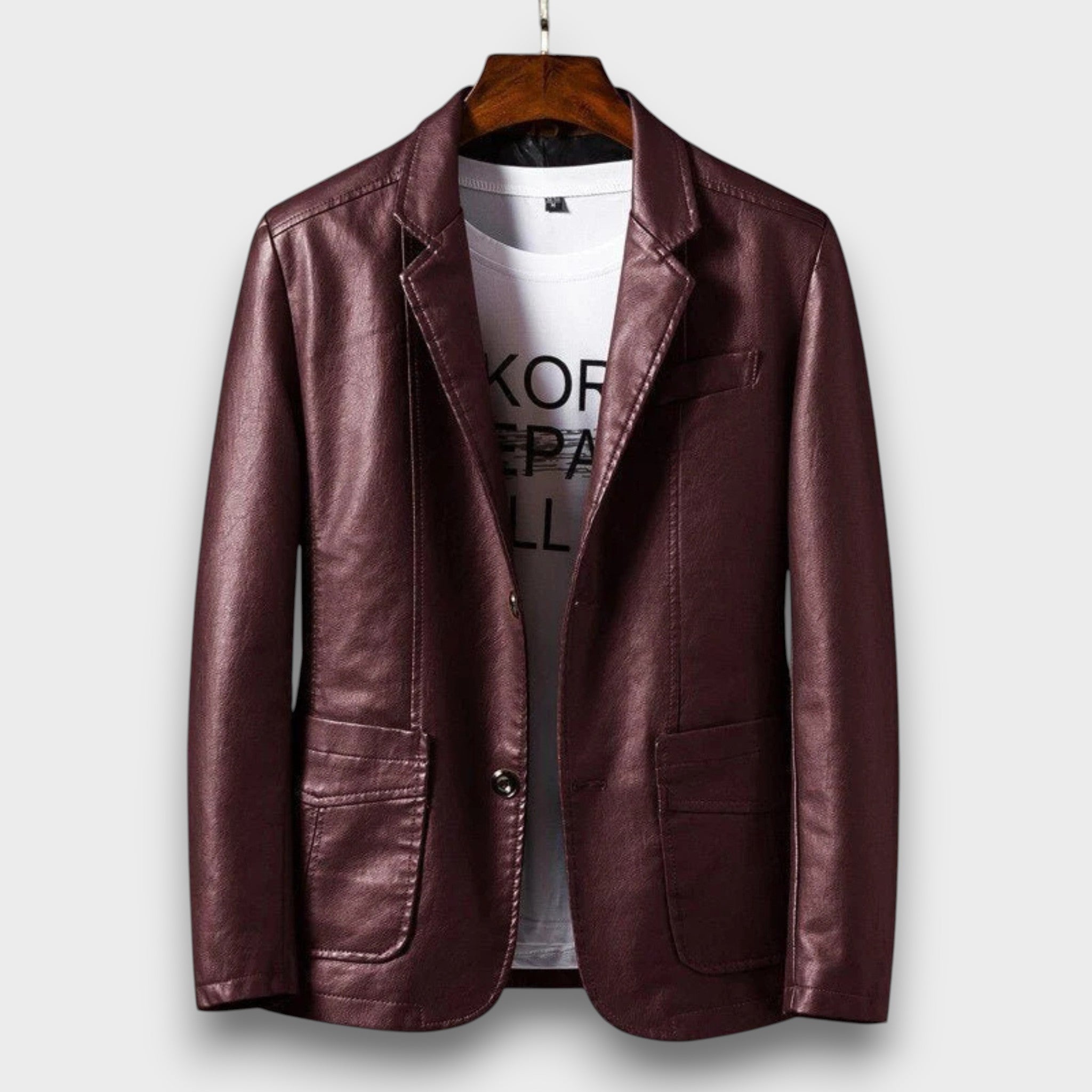 Blazer en cuir à coupe classique (homme)