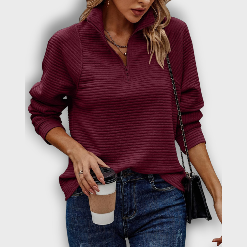 Pull femme demi-zip élégant