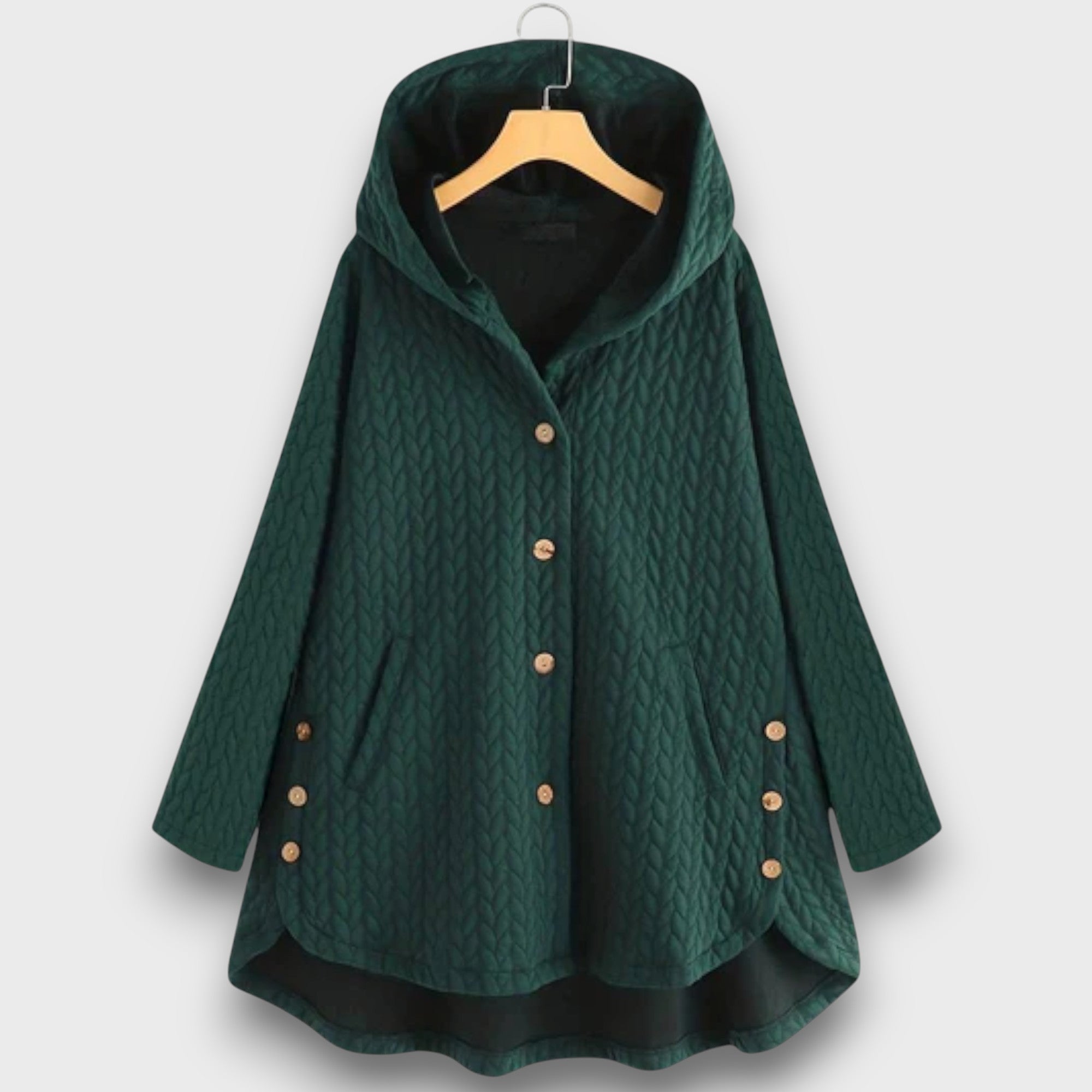 Manteau femme à capuche avec boutons