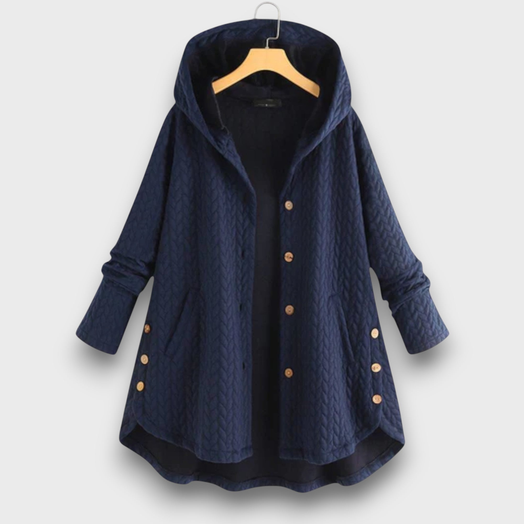 Manteau femme à capuche avec boutons