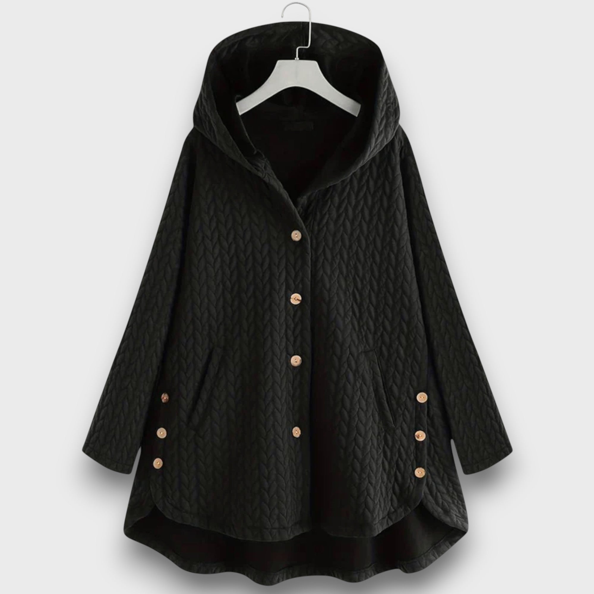 Manteau femme à capuche avec boutons