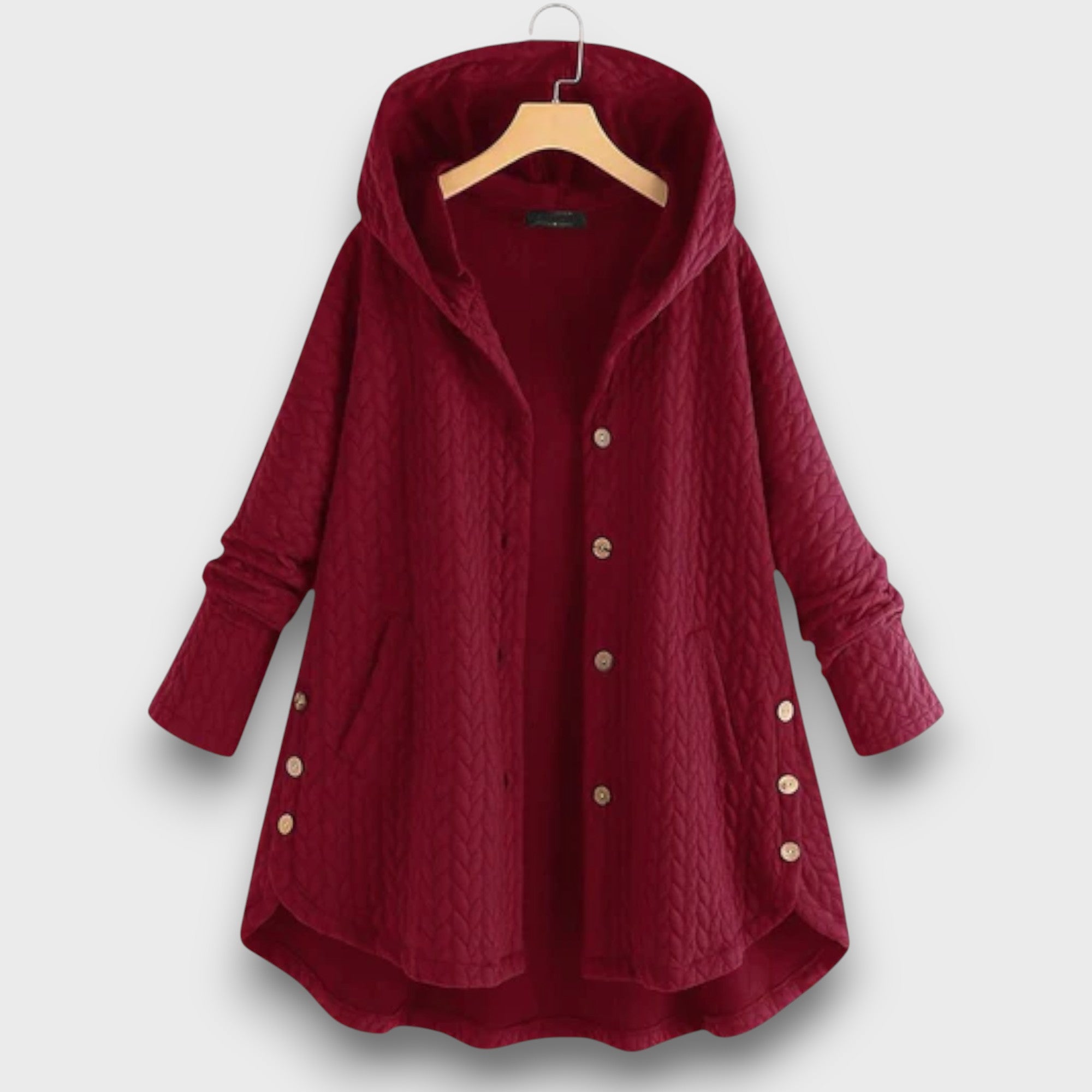 Manteau femme à capuche avec boutons