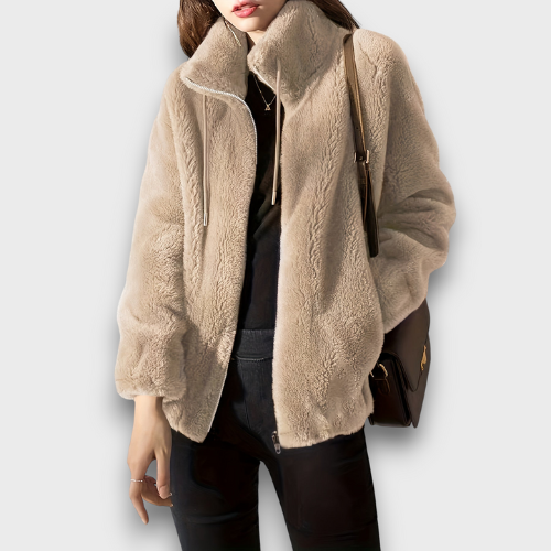 Veste femme en peluche avec fermeture éclair