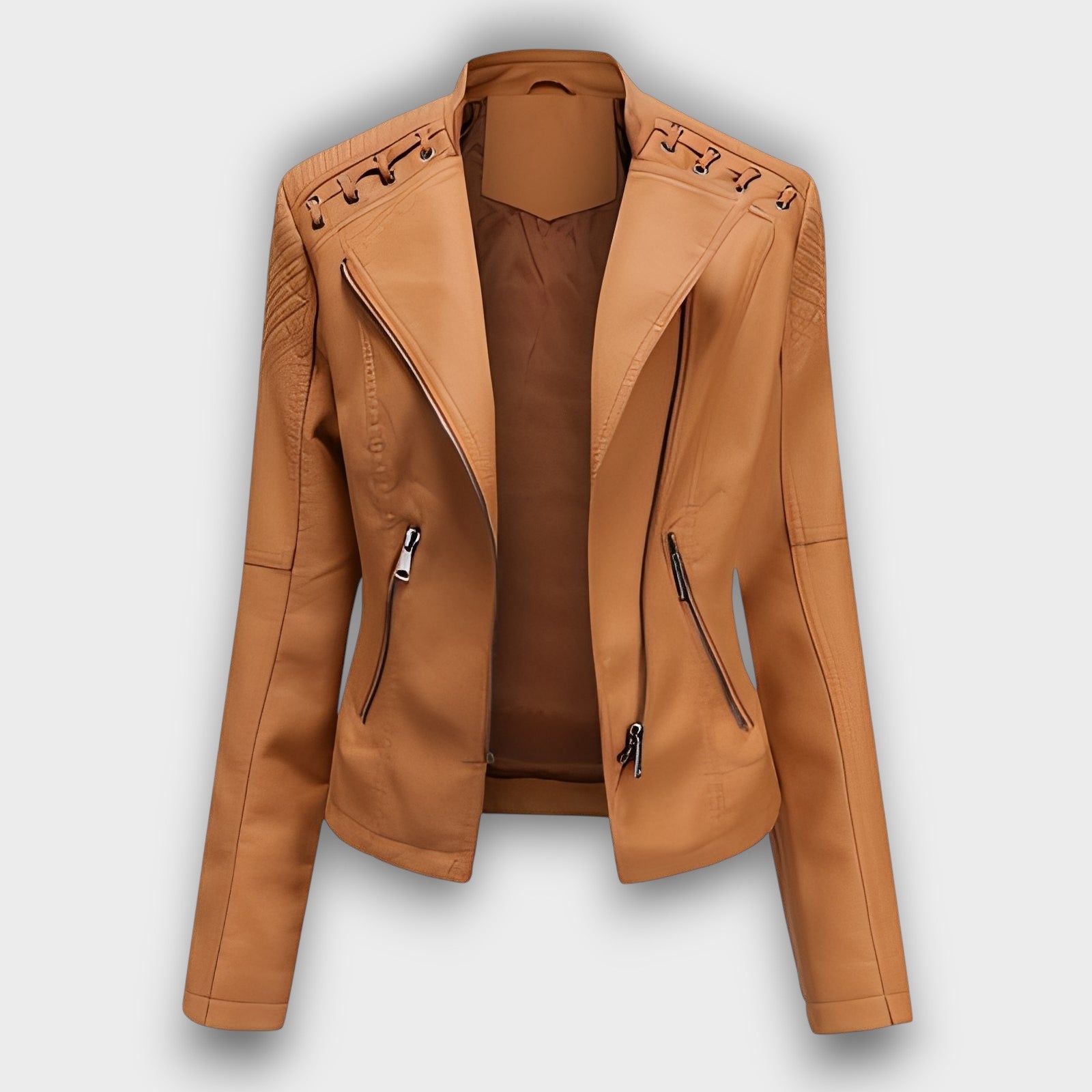 Veste biker en similicuir avec détails décoratifs (femme)