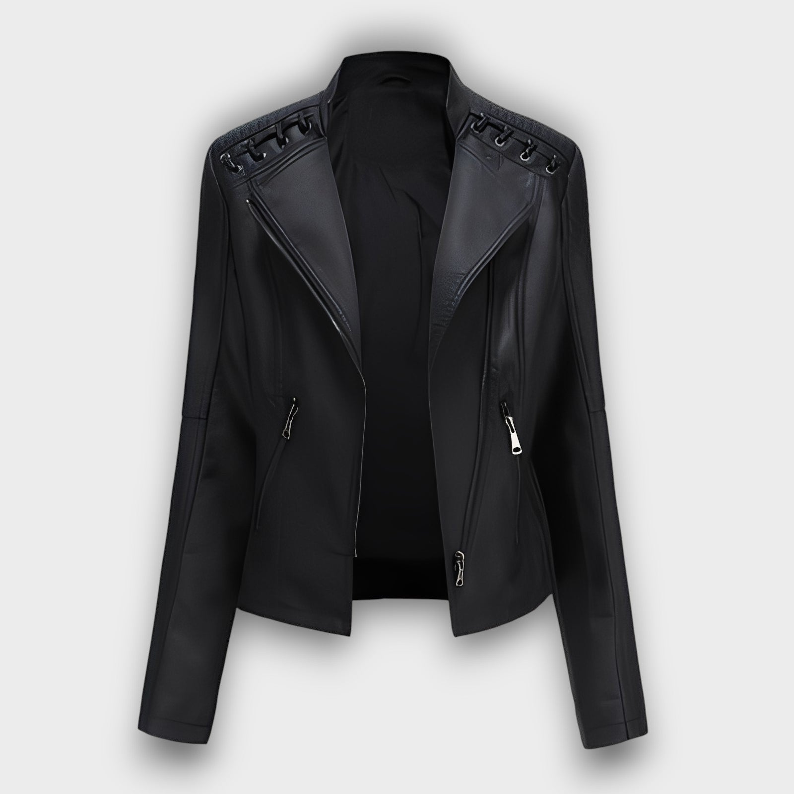 Veste biker en similicuir avec détails décoratifs (femme)