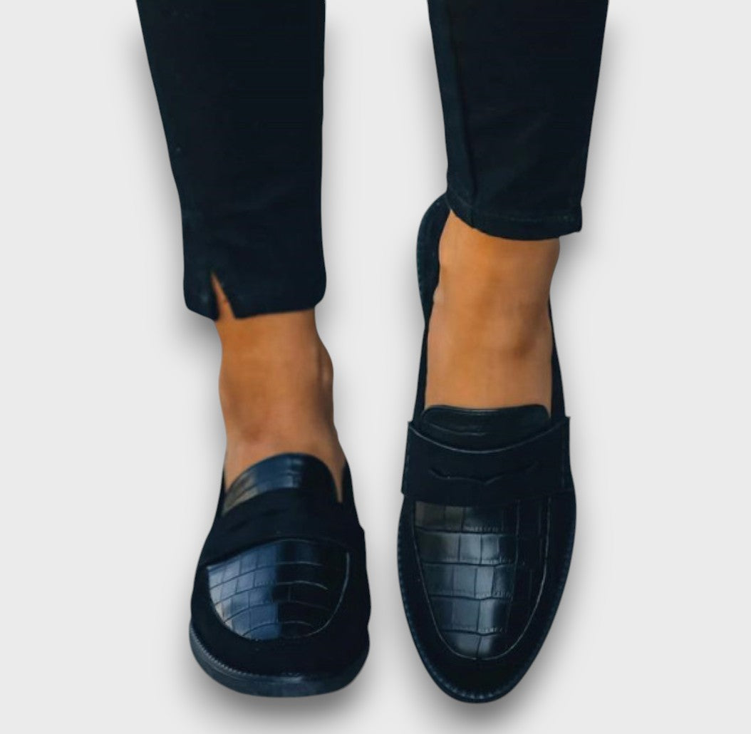 Mocassins femme à effet croco