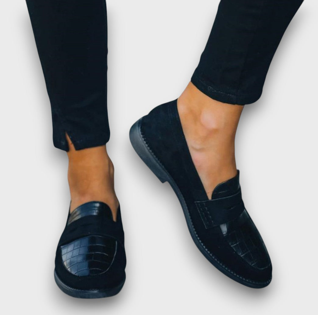 Mocassins femme à effet croco