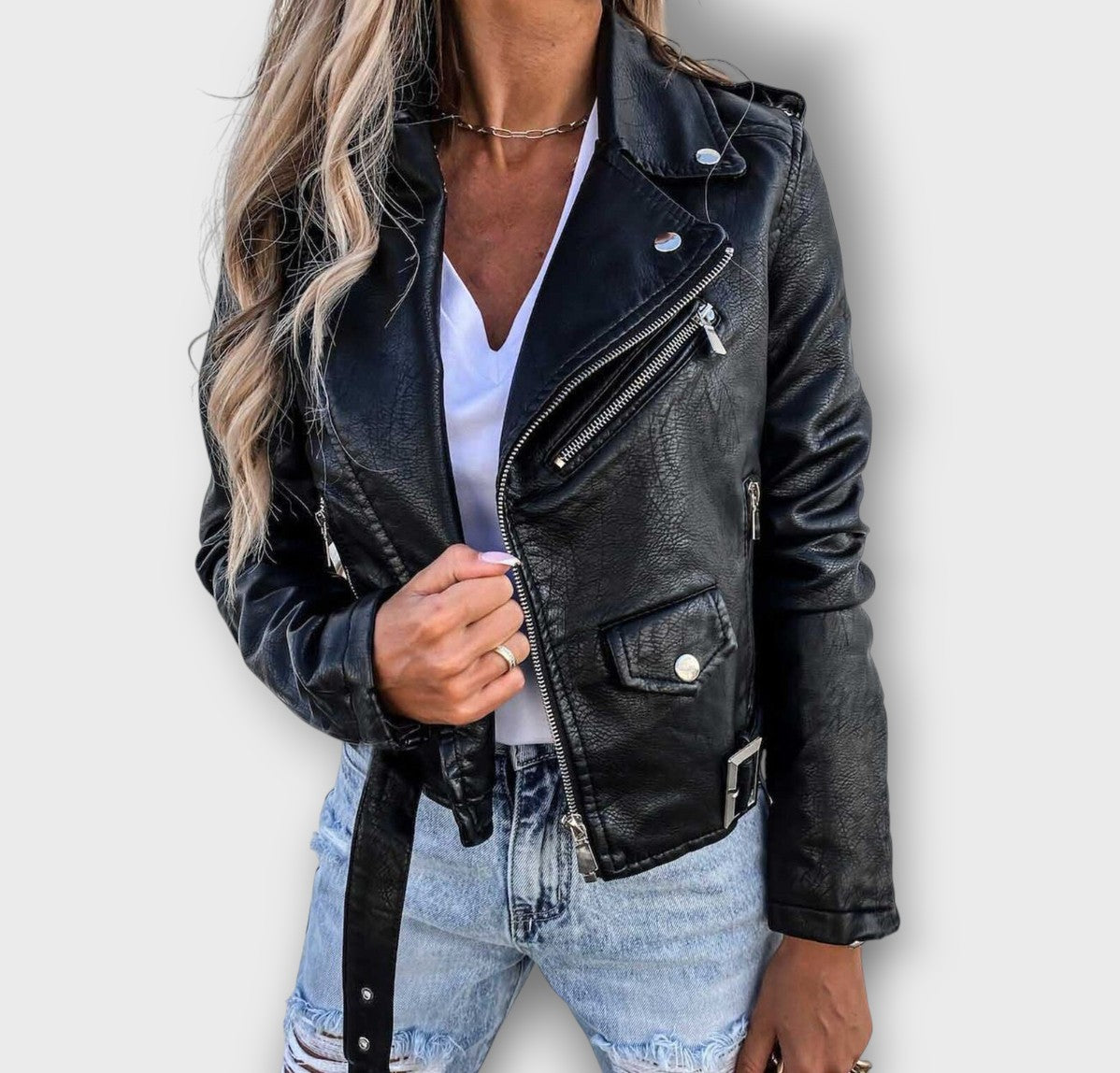 Veste femme en cuir rock chic