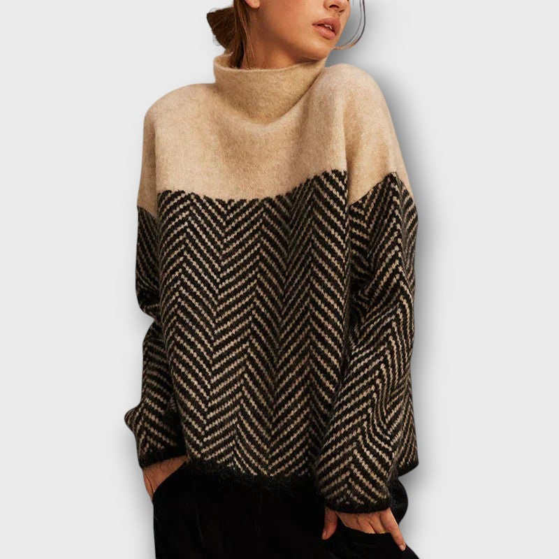 Pull à col roulé à motif chevrons (femme)