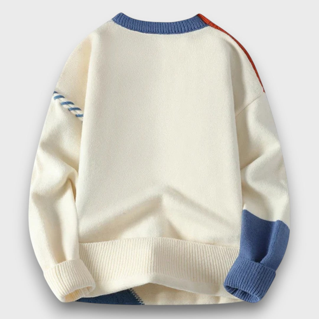Pull en tricot patchwork homme
