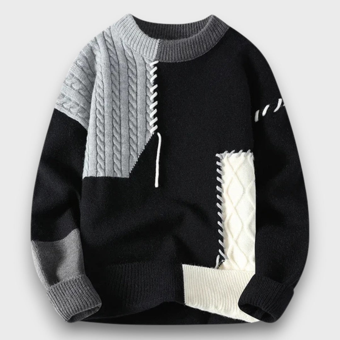 Pull en tricot patchwork homme