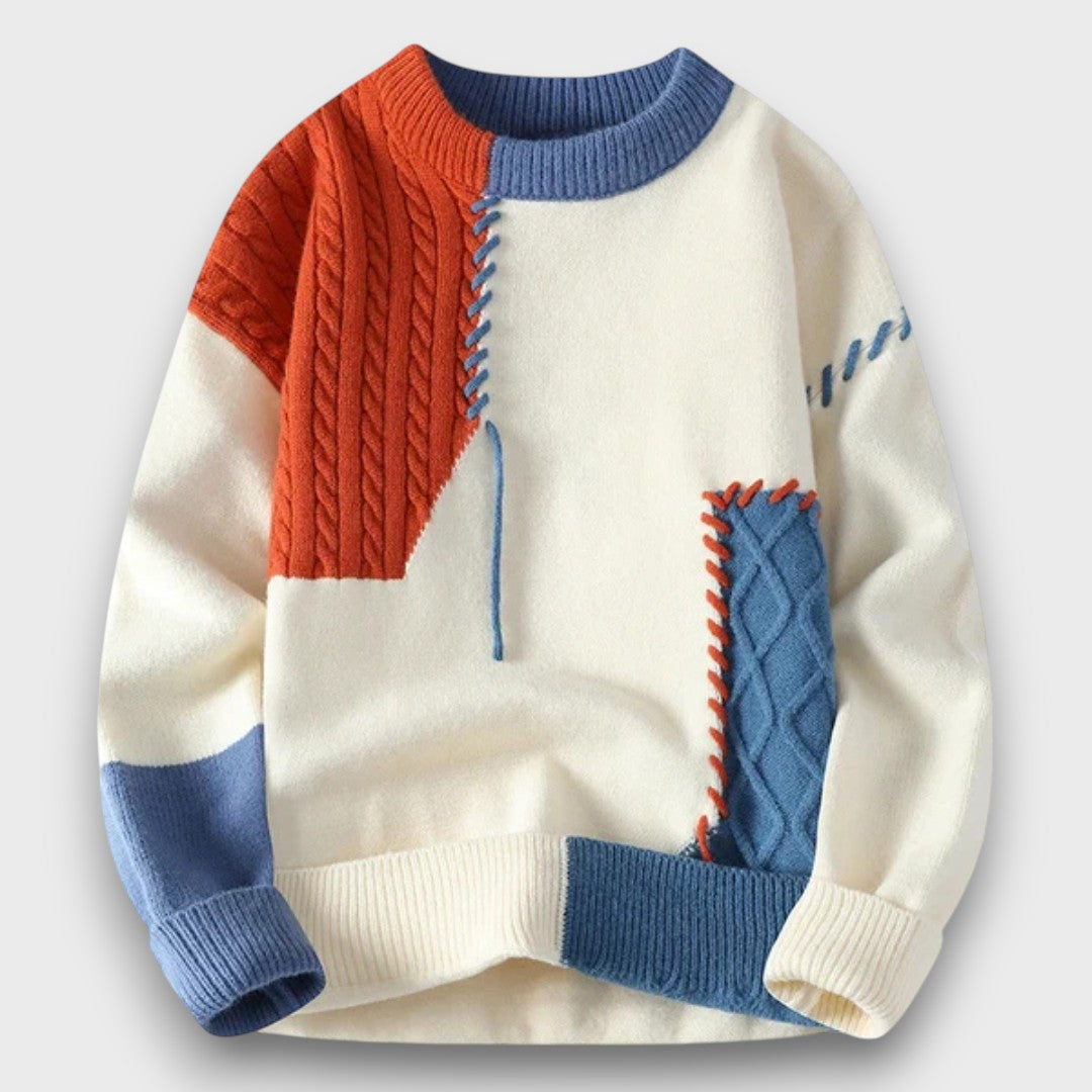 Pull en tricot patchwork homme