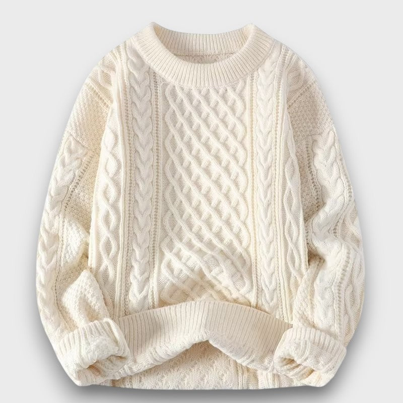 Pull homme en maille torsadée