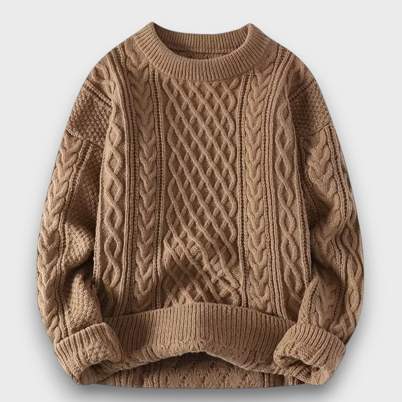 Pull homme en maille torsadée