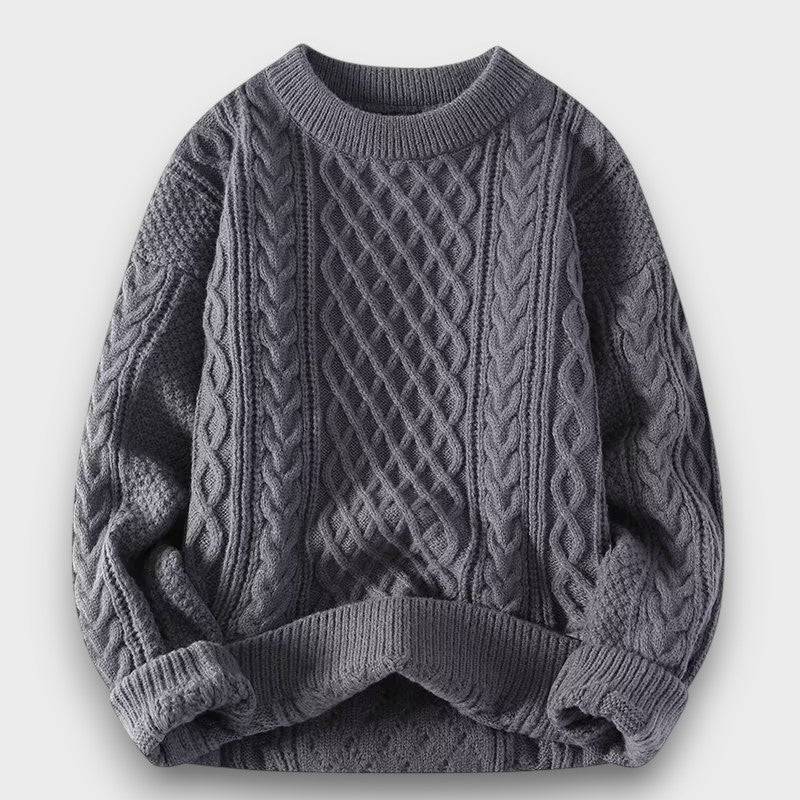 Pull homme en maille torsadée