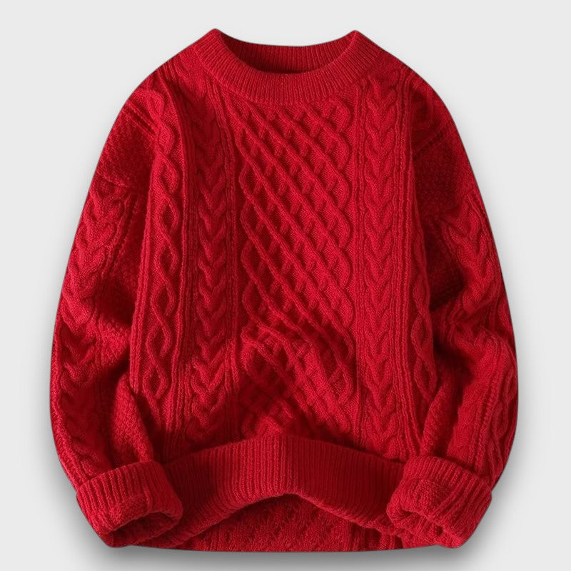 Pull homme en maille torsadée