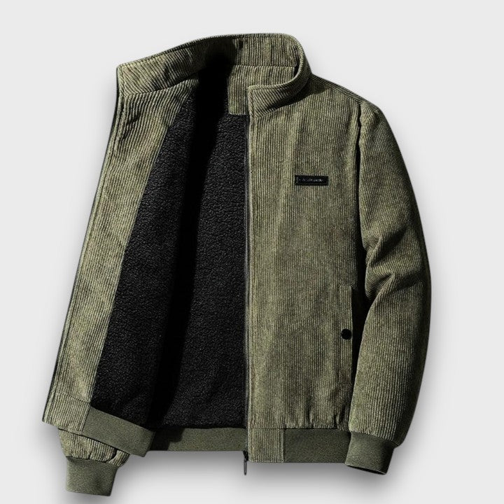 Veste en velours côtelé zippée à col montant (homme)