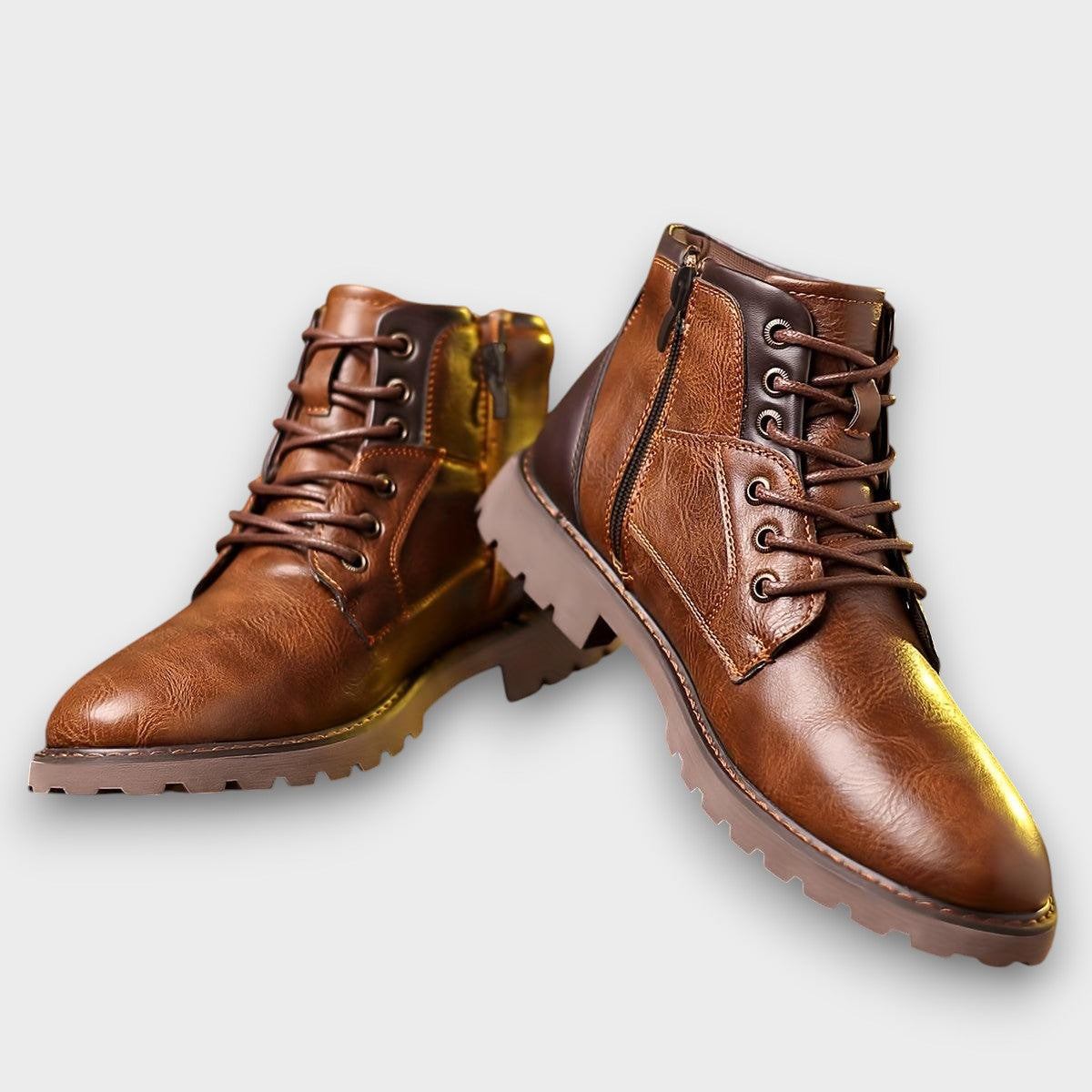 Bottines bicolores en cuir à semelle crantée (homme)