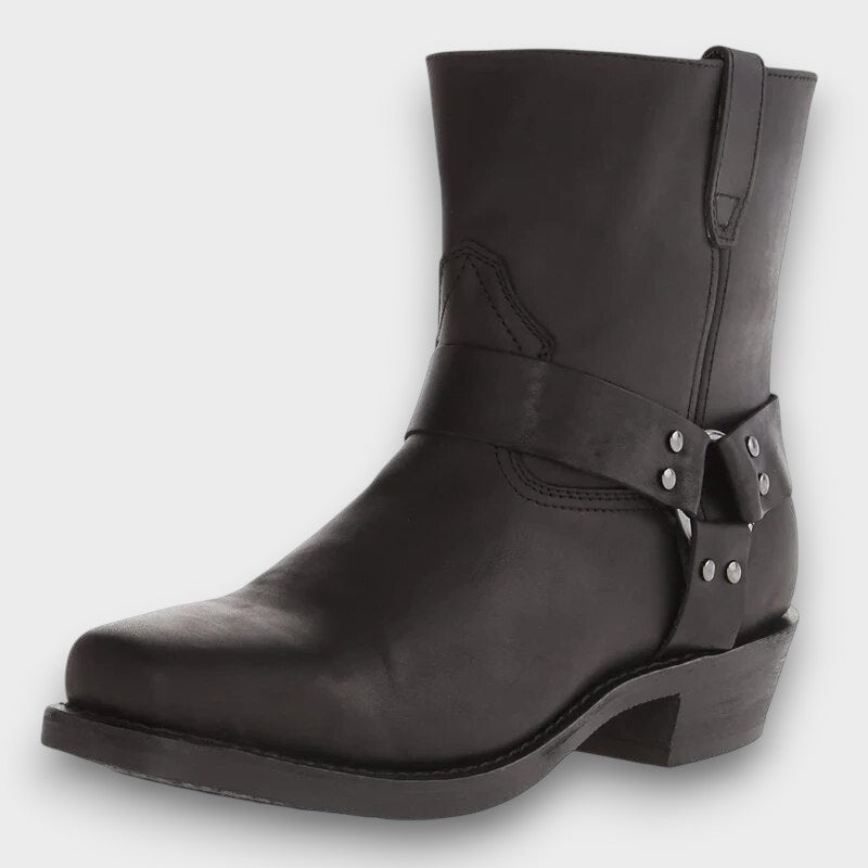 Bottine biker cuir style western (homme)