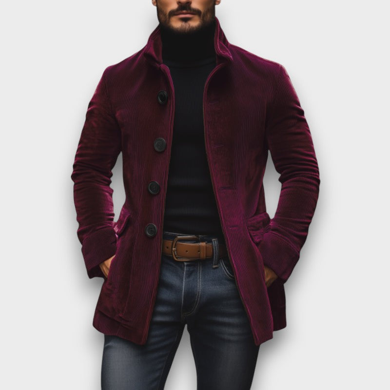Manteau velours côtelé élégant à boutons (homme)