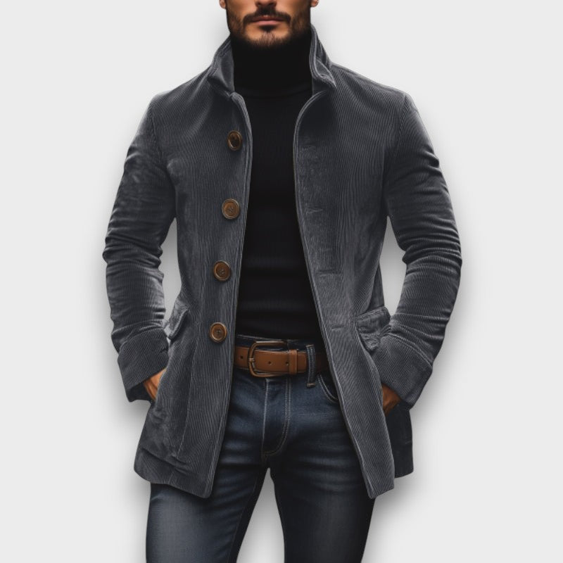 Manteau velours côtelé élégant à boutons (homme)