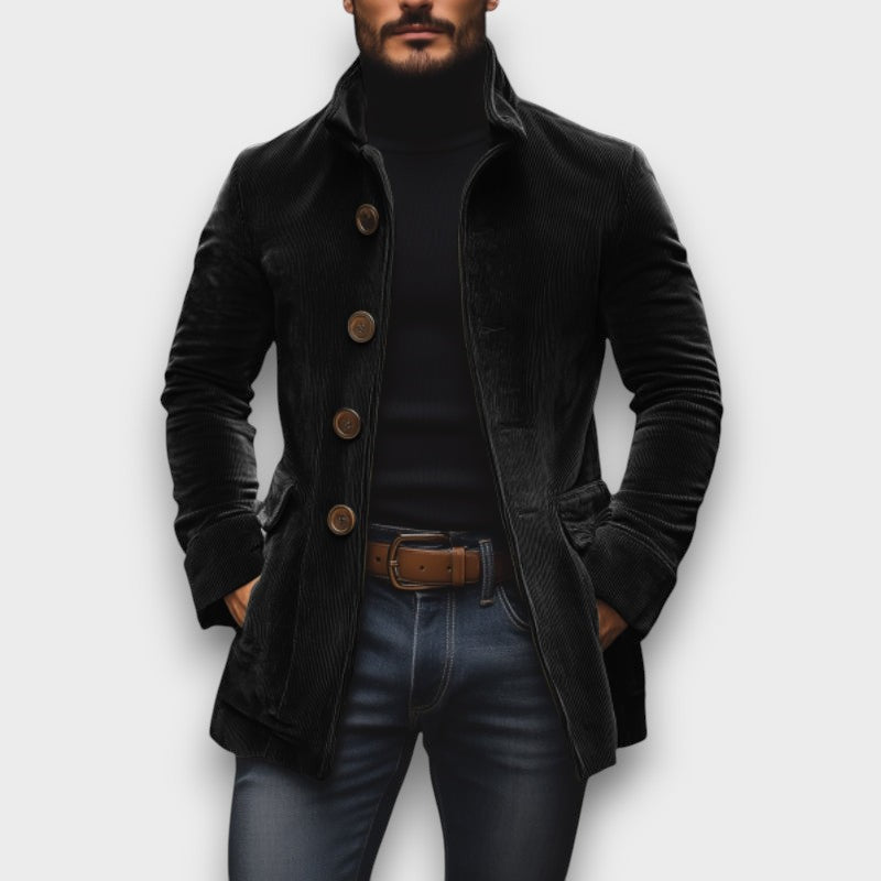Manteau velours côtelé élégant à boutons (homme)