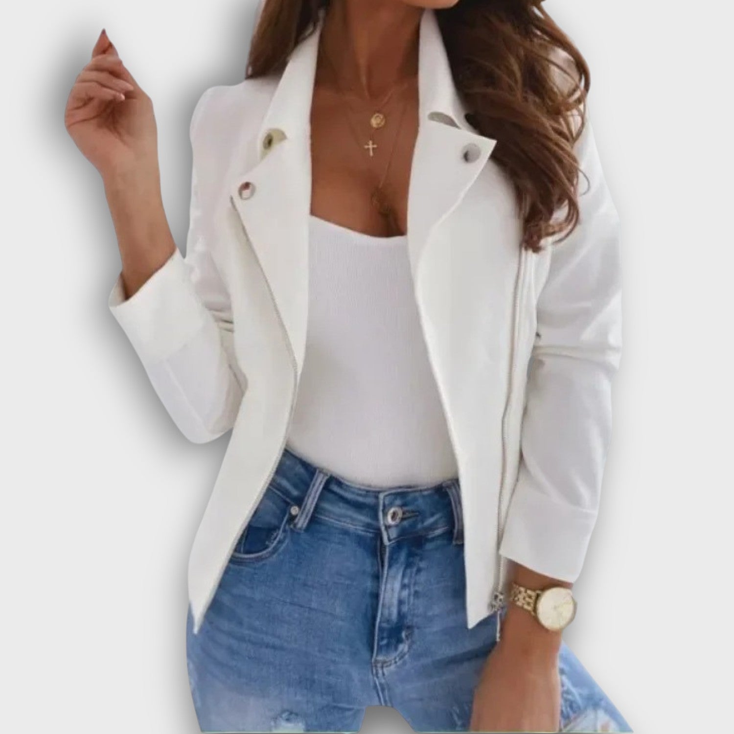 Veste motard femme en suédine