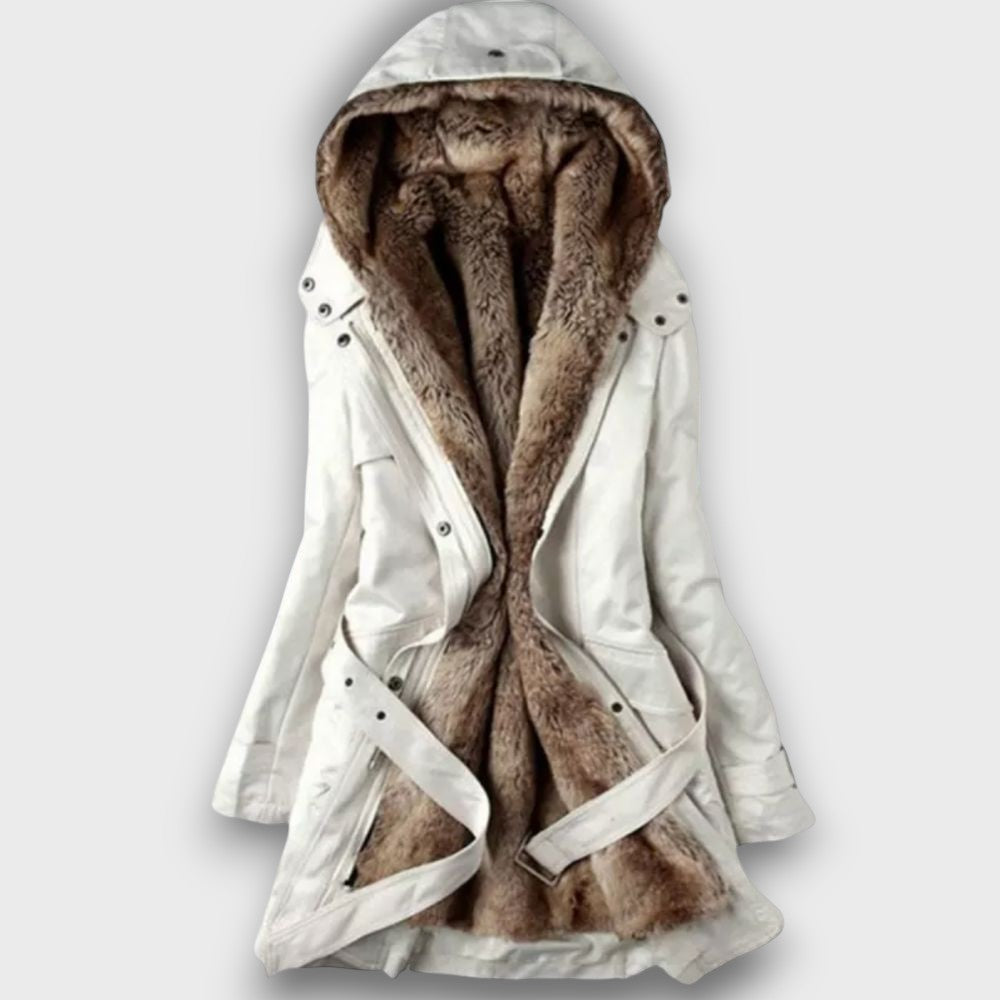 Parka femme d’hiver doublé en fausse fourrure