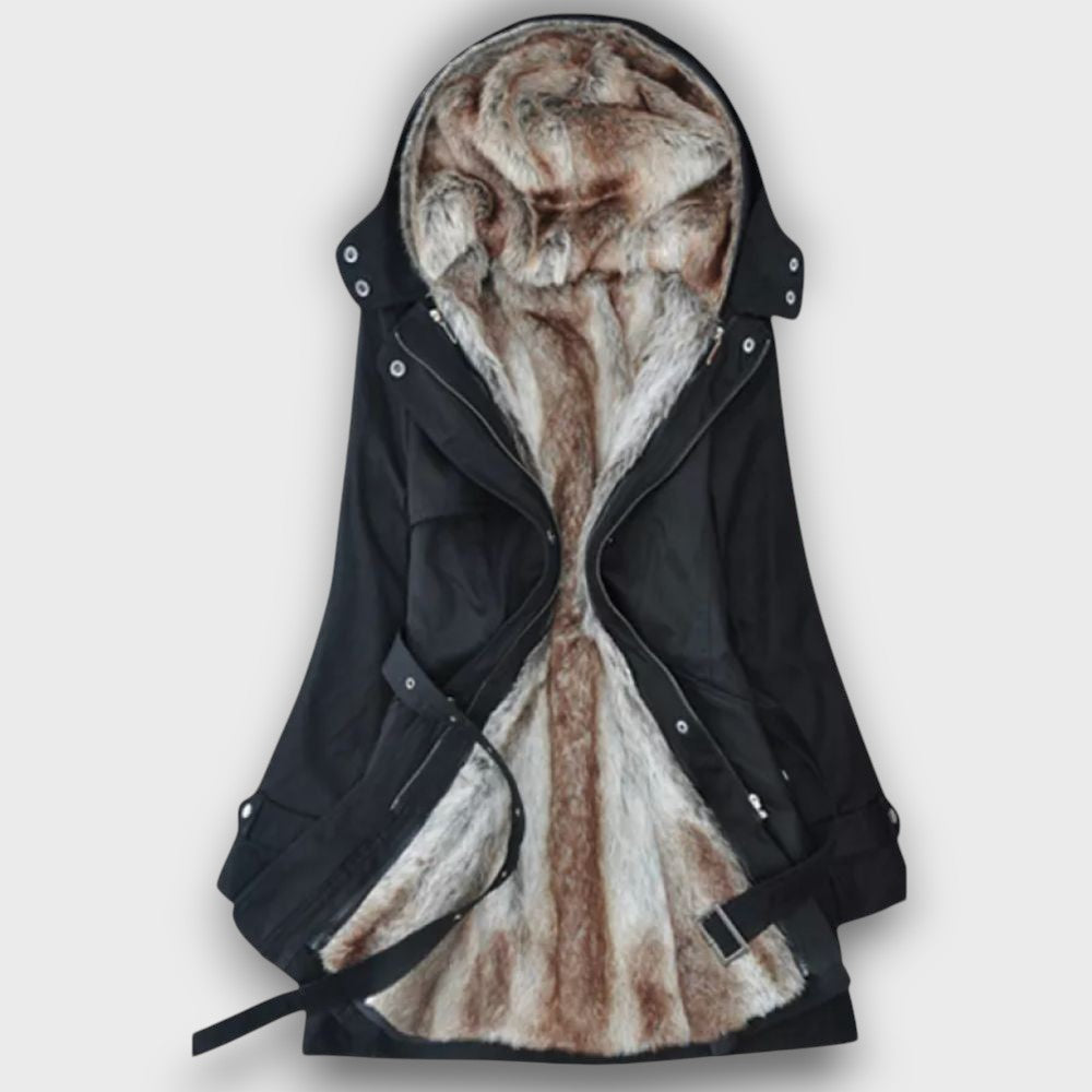 Parka femme d’hiver doublé en fausse fourrure