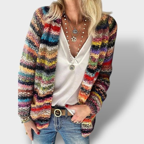 Cardigan tricot multicolore manches longues (femme)