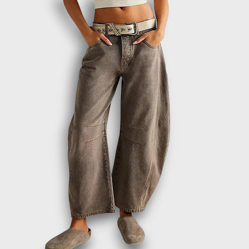 Pantalon décontracté taille haute à coupe large (femme)