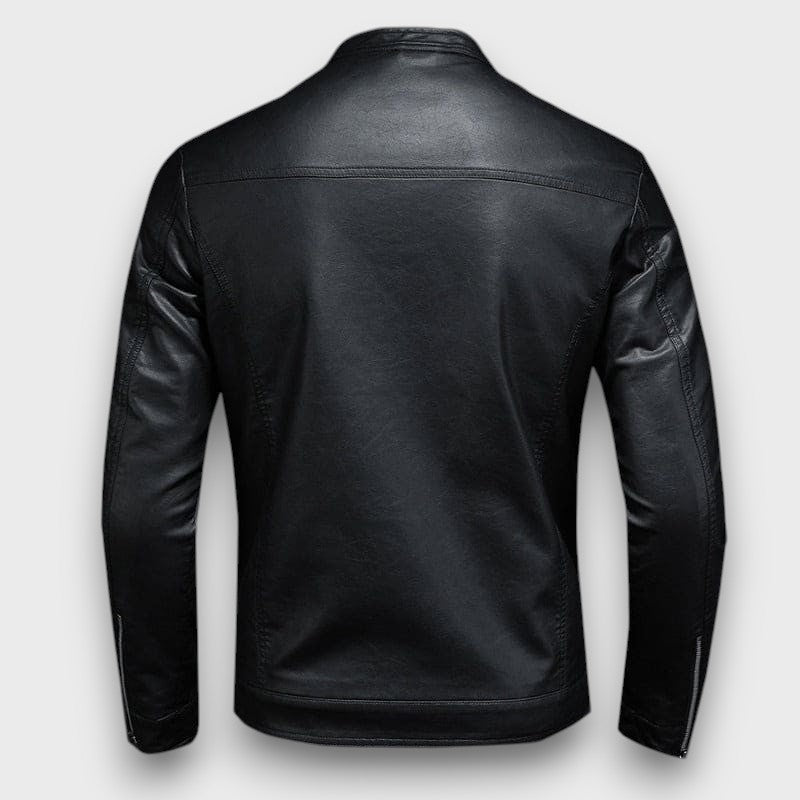 Veste en cuir à col montant (homme)