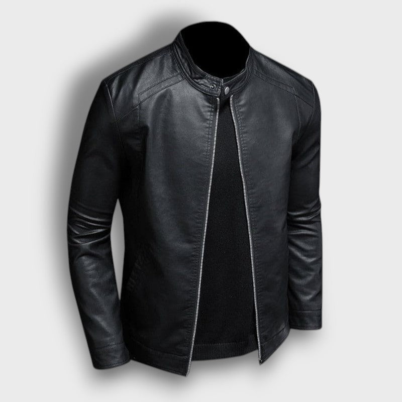 Veste en cuir à col montant (homme)