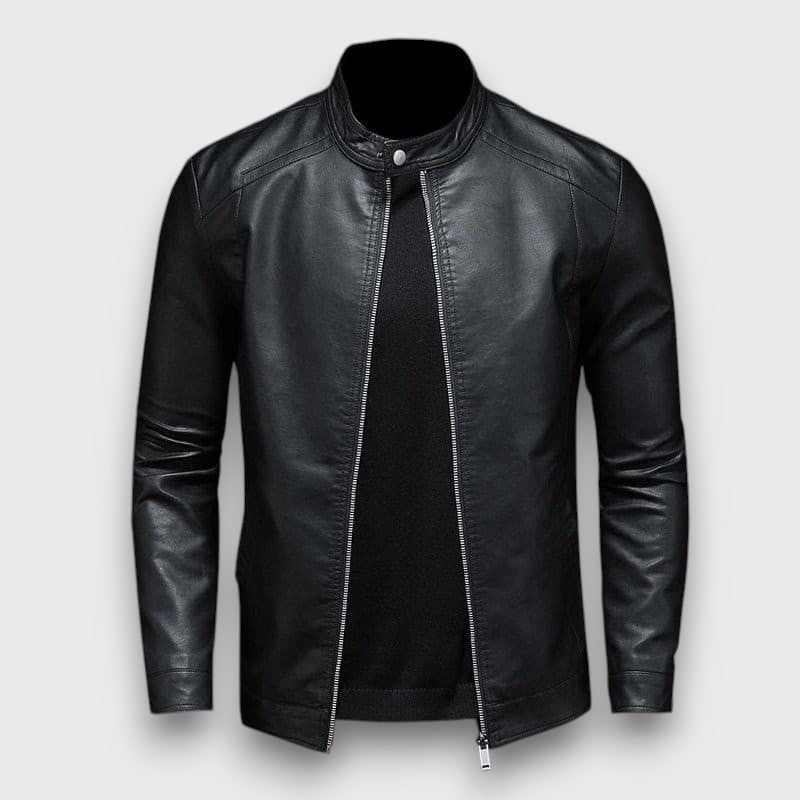 Veste en cuir à col montant (homme)