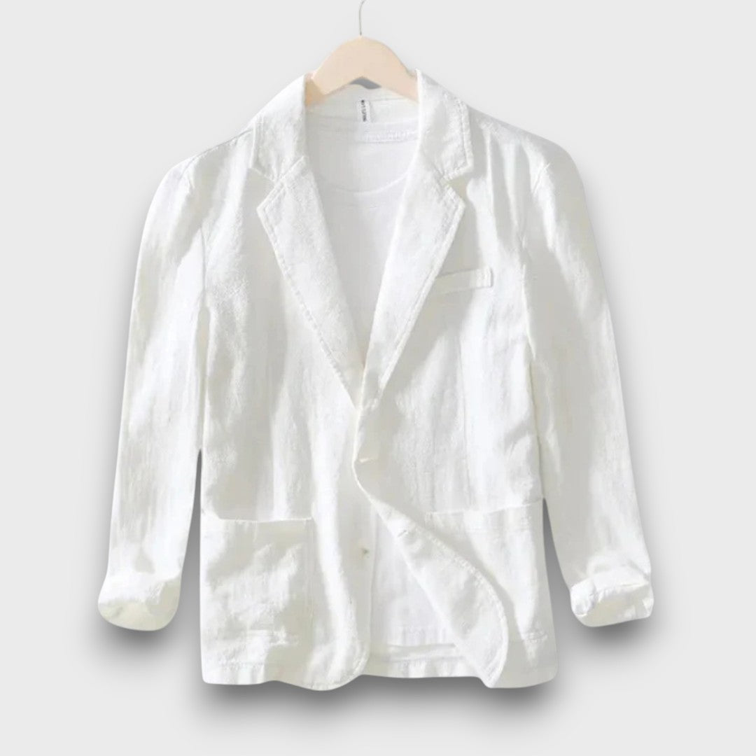 Blazer homme en lin à simple boutonnage