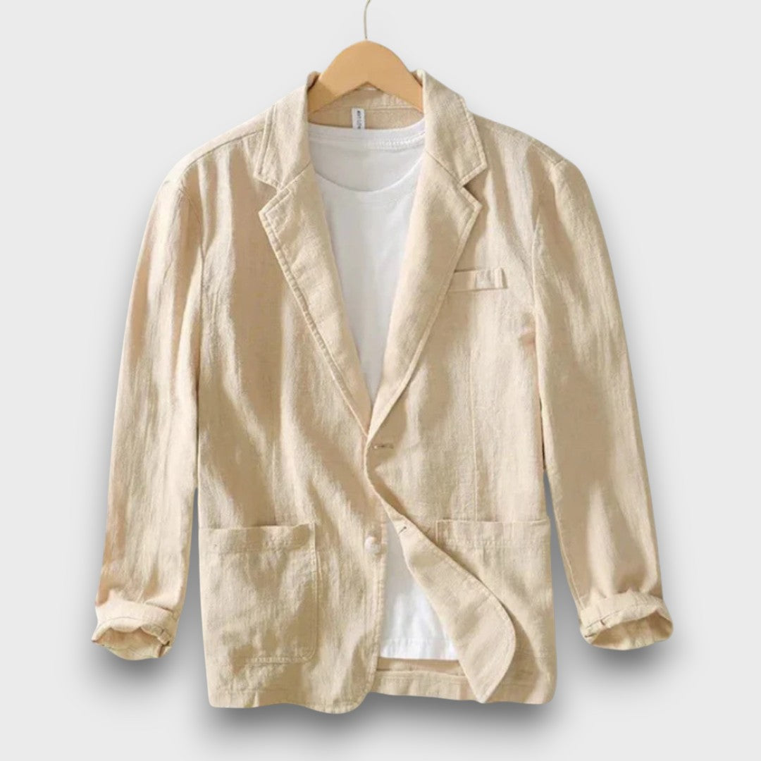Blazer homme en lin à simple boutonnage