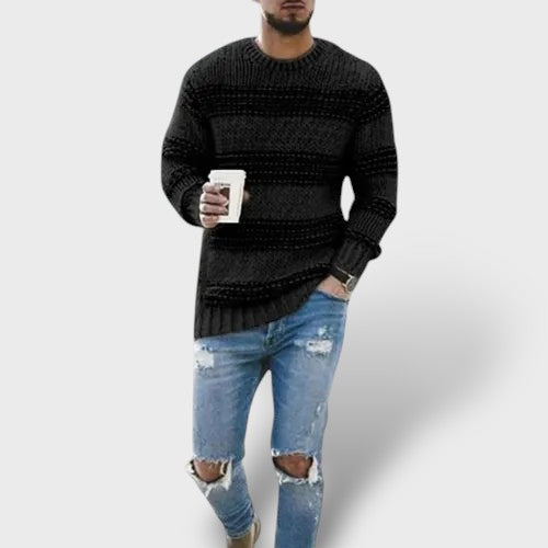 Pull en tricot rayé à col rond (homme)
