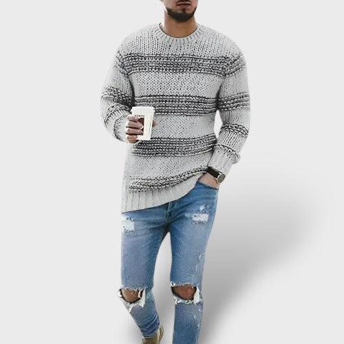 Pull en tricot rayé à col rond (homme)