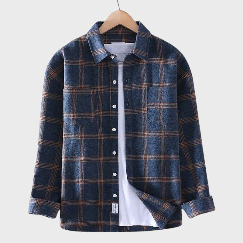 Chemise en flanelle à carreaux avec poche poitrine (homme)