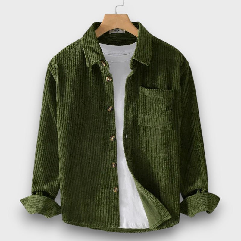 Chemise en velours côtelé avec poche poitrine (homme)