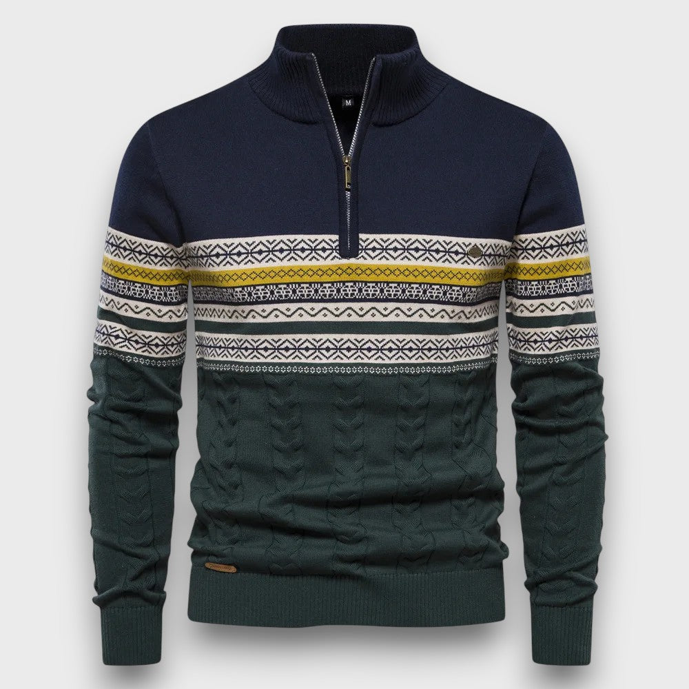 Pull en tricot à col montant motif norvégien (homme)