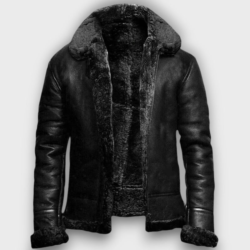 Veste en cuir doublée chaude d’hiver (homme)