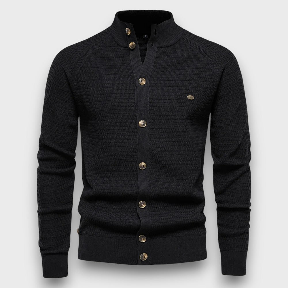 Gilet en tricot à col montant avec boutons élégant (homme)