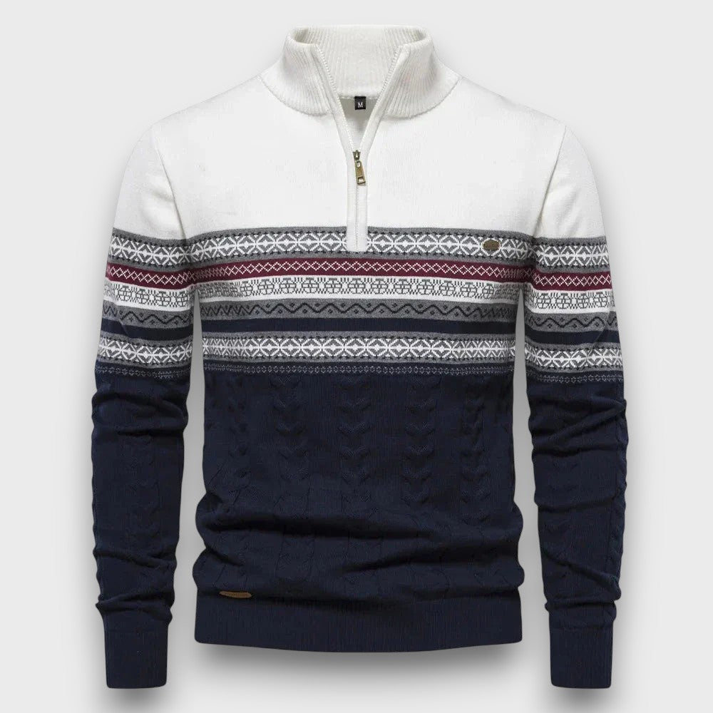 Pull en tricot à col montant motif norvégien (homme)