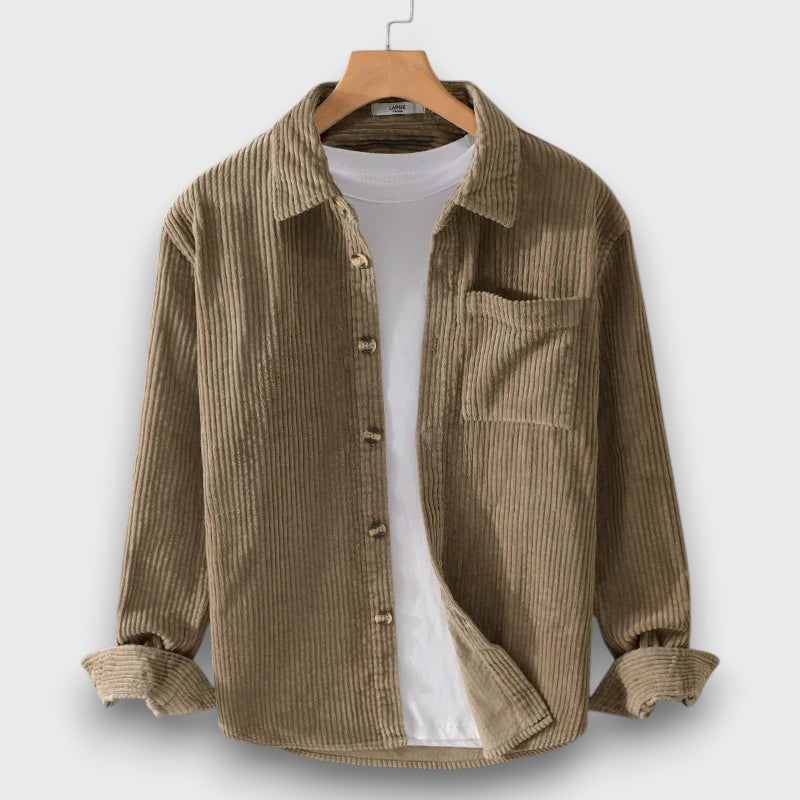 Chemise en velours côtelé avec poche poitrine (homme)