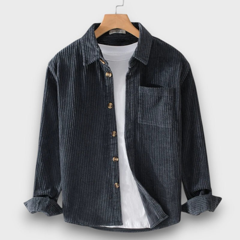 Chemise en velours côtelé avec poche poitrine (homme)
