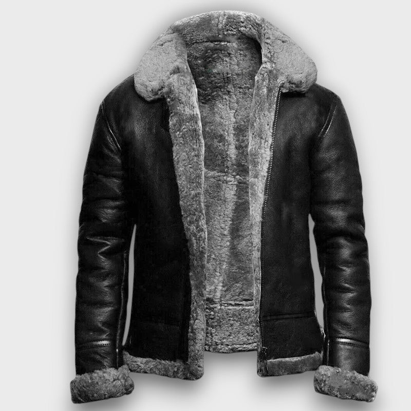 Veste en cuir doublée chaude d’hiver (homme)